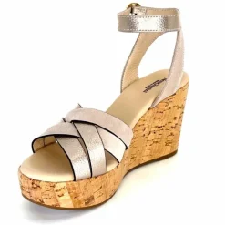 Vacances|Compensées & Plateformes<Nero Giardini Sandales à Compensées NeroGiardini 410610 D677 Cuir Métal Daim Gris GrisClair