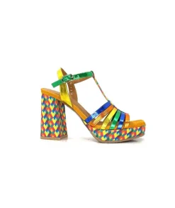 Fantaisie|Elégant<Audley Sandales à Talon 22240Cuir Multicolore