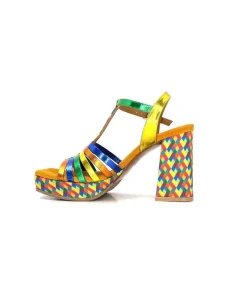 Fantaisie|Elégant<Audley Sandales à Talon 22240Cuir Multicolore