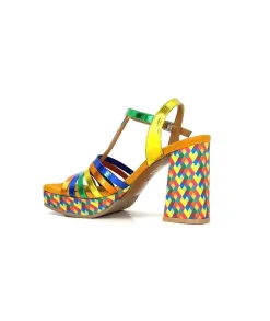 Fantaisie|Elégant<Audley Sandales à Talon 22240Cuir Multicolore