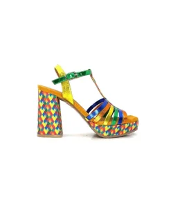 Fantaisie|Elégant<Audley Sandales à Talon 22240Cuir Multicolore
