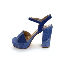 Talon|Sandales<Ivoire0467a Sandales à Talon Fiorina S152 620 Cuir Jeans Bleu