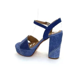 Talon|Sandales<Ivoire0467a Sandales à Talon Fiorina S152 620 Cuir Jeans Bleu