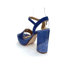 Talon|Sandales<Ivoire0467a Sandales à Talon Fiorina S152 620 Cuir Jeans Bleu