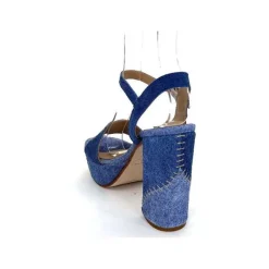 Talon|Sandales<Ivoire0467a Sandales à Talon Fiorina S152 620 Cuir Jeans Bleu