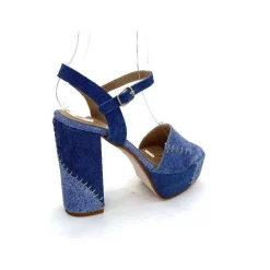 Talon|Sandales<Ivoire0467a Sandales à Talon Fiorina S152 620 Cuir Jeans Bleu