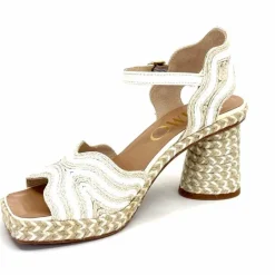 Vacances|Semelles Corde<Gaimo Sandales à Talon Danae Raffiia Beige Blanc