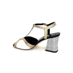 Elégant|Sandales<Ivoire0551 Sandales à Talon Ivoire 2225 Alba Cuir Blanc Doré Noir