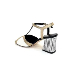 Elégant|Sandales<Ivoire0551 Sandales à Talon Ivoire 2225 Alba Cuir Blanc Doré Noir
