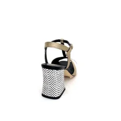 Elégant|Sandales<Ivoire0551 Sandales à Talon Ivoire 2225 Alba Cuir Blanc Doré Noir