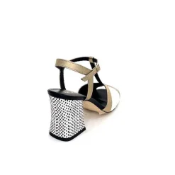 Elégant|Sandales<Ivoire0551 Sandales à Talon Ivoire 2225 Alba Cuir Blanc Doré Noir