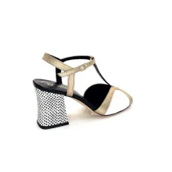 Elégant|Sandales<Ivoire0551 Sandales à Talon Ivoire 2225 Alba Cuir Blanc Doré Noir