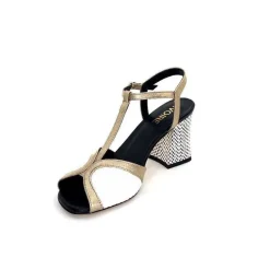 Elégant|Sandales<Ivoire0551 Sandales à Talon Ivoire 2225 Alba Cuir Blanc Doré Noir