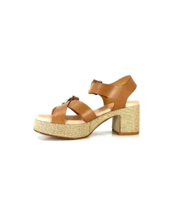 Vacances|Compensées & Plateformes<Ivoire0346a Sandales à Talon Ivoire 22688 Cuir Marron