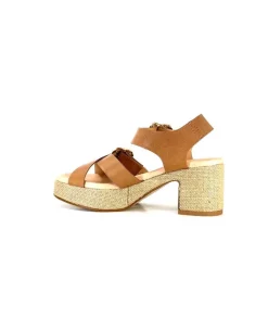 Vacances|Compensées & Plateformes<Ivoire0346a Sandales à Talon Ivoire 22688 Cuir Marron