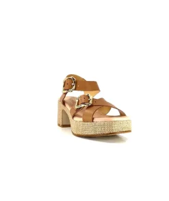 Vacances|Compensées & Plateformes<Ivoire0346a Sandales à Talon Ivoire 22688 Cuir Marron