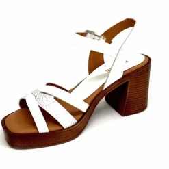 Vacances|Sandales<380-ivoire Sandales à Talon Ivoire 12335 Cuir Blanc