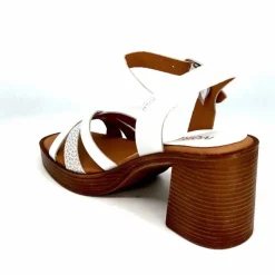 Vacances|Sandales<380-ivoire Sandales à Talon Ivoire 12335 Cuir Blanc