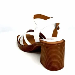 Vacances|Sandales<380-ivoire Sandales à Talon Ivoire 12335 Cuir Blanc