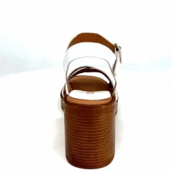 Vacances|Sandales<380-ivoire Sandales à Talon Ivoire 12335 Cuir Blanc