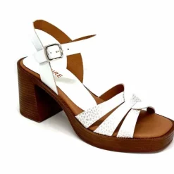 Vacances|Sandales<380-ivoire Sandales à Talon Ivoire 12335 Cuir Blanc
