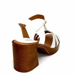 Vacances|Sandales<380-ivoire Sandales à Talon Ivoire 12335 Cuir Blanc