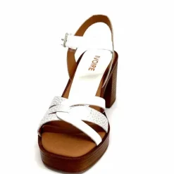 Vacances|Sandales<380-ivoire Sandales à Talon Ivoire 12335 Cuir Blanc