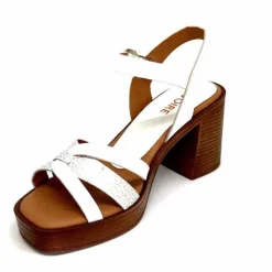 Vacances|Sandales<380-ivoire Sandales à Talon Ivoire 12335 Cuir Blanc