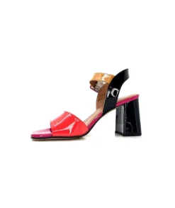 Elégant|Sandales<Ivoire0334 Sandales à Talon Ivoire F1136 Mare Cuir Vernis Multicolor Multicolore