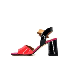 Elégant|Sandales<Ivoire0334 Sandales à Talon Ivoire F1136 Mare Cuir Vernis Multicolor Multicolore