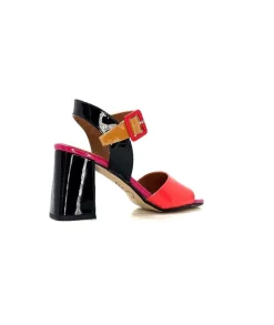 Elégant|Sandales<Ivoire0334 Sandales à Talon Ivoire F1136 Mare Cuir Vernis Multicolor Multicolore