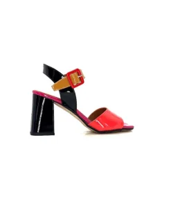 Elégant|Sandales<Ivoire0334 Sandales à Talon Ivoire F1136 Mare Cuir Vernis Multicolor Multicolore