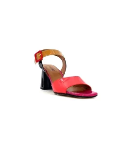 Elégant|Sandales<Ivoire0334 Sandales à Talon Ivoire F1136 Mare Cuir Vernis Multicolor Multicolore