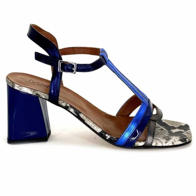 Soirée|Sandales<Ivoire0352 Sandales à Talon Ivoire K251 Vally Cuir Métallique Bleu