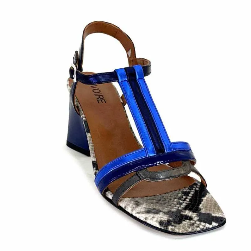 Soirée|Sandales<Ivoire0352 Sandales à Talon Ivoire K251 Vally Cuir Métallique Bleu