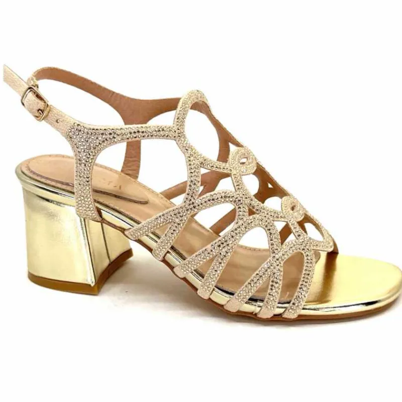 Féminin|Sandales<Ivoire0297a Sandales à Talons Ivoire 7502 Strass Platine