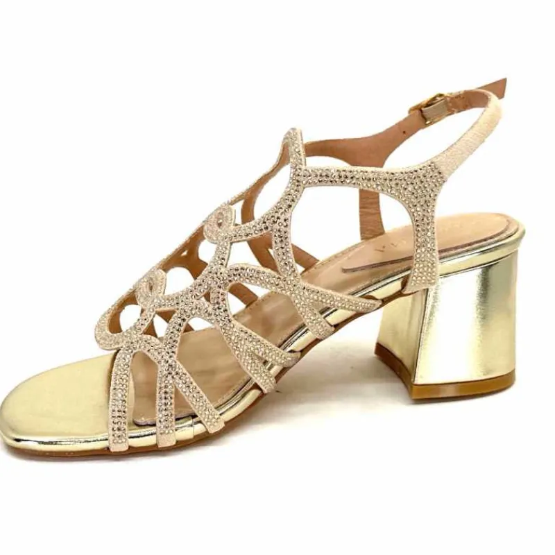 Féminin|Sandales<Ivoire0297a Sandales à Talons Ivoire 7502 Strass Platine