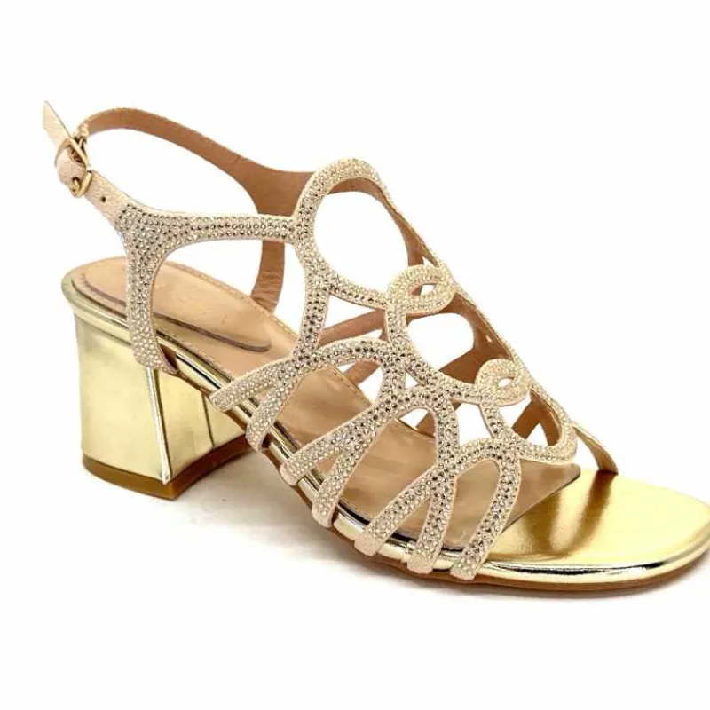 Féminin|Sandales<Ivoire0297a Sandales à Talons Ivoire 7502 Strass Platine