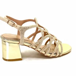 Féminin|Sandales<Ivoire0297a Sandales à Talons Ivoire 7502 Strass Platine