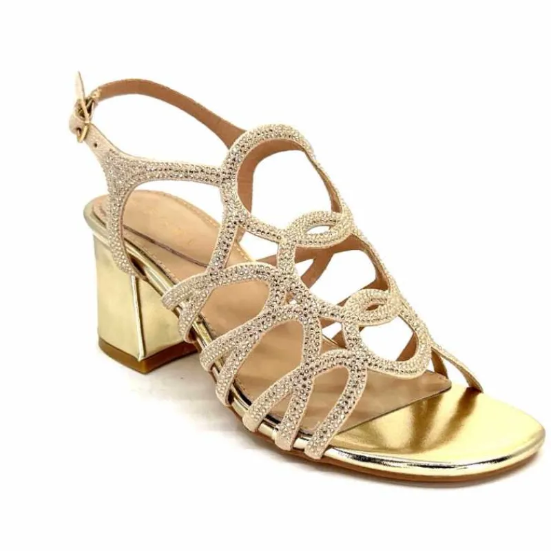 Féminin|Sandales<Ivoire0297a Sandales à Talons Ivoire 7502 Strass Platine