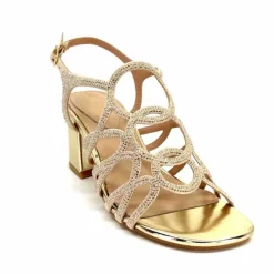 Féminin|Sandales<Ivoire0297a Sandales à Talons Ivoire 7502 Strass Platine