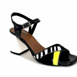 Soirée|Sandales<Ivoire0352 Sandales à Talons Ivoire F2102 Portocervo Cuir Vernis Blanc Jaune Daim Noir