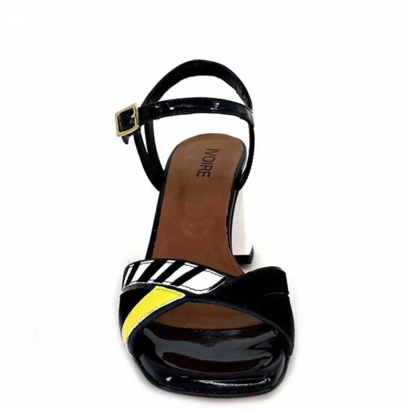 Soirée|Sandales<Ivoire0352 Sandales à Talons Ivoire F2102 Portocervo Cuir Vernis Blanc Jaune Daim Noir