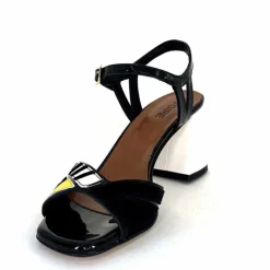 Soirée|Sandales<Ivoire0352 Sandales à Talons Ivoire F2102 Portocervo Cuir Vernis Blanc Jaune Daim Noir