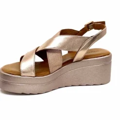 Féminin|Plateformes<Inuovo Sandales Compensées 99012 Cuir Metal Rose