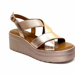 Féminin|Plateformes<Inuovo Sandales Compensées 99012 Cuir Metal Rose