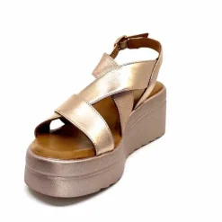 Féminin|Plateformes<Inuovo Sandales Compensées 99012 Cuir Metal Rose