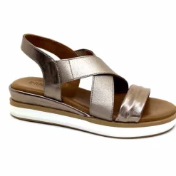 Vacances|Compensées & Plateformes<Inuovo Sandales Compensées 113015 Cuir Métal Ash Taupe