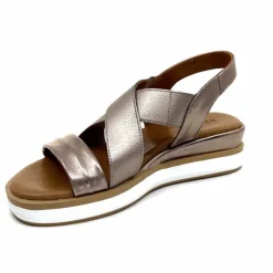 Vacances|Compensées & Plateformes<Inuovo Sandales Compensées 113015 Cuir Métal Ash Taupe