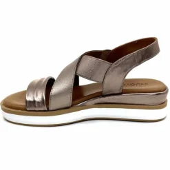 Vacances|Compensées & Plateformes<Inuovo Sandales Compensées 113015 Cuir Métal Ash Taupe